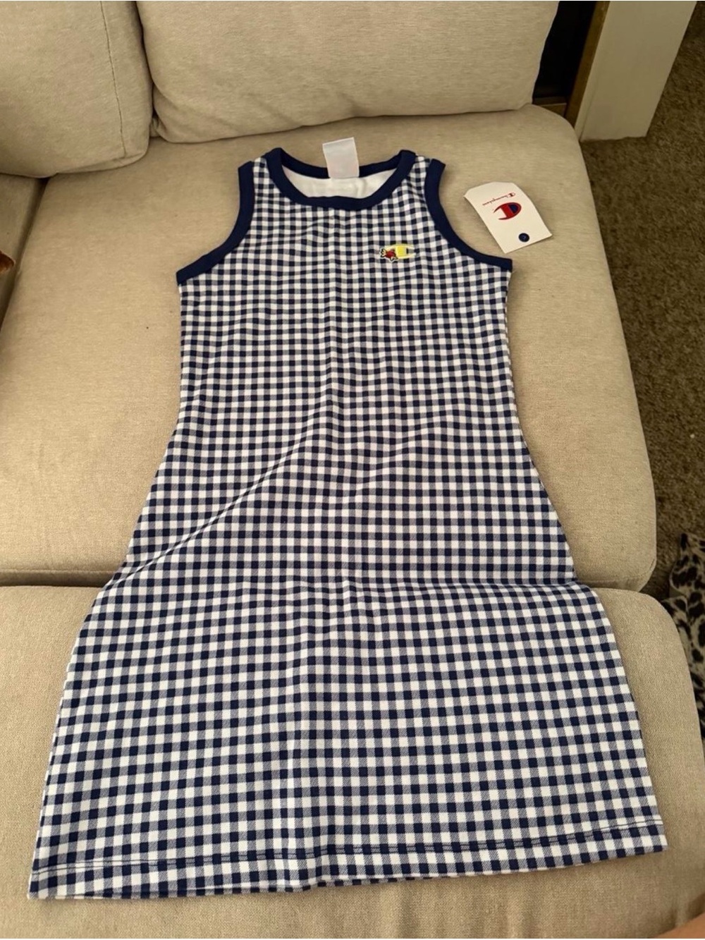Champion Girls Navy & White Gingham Tank Nightgown